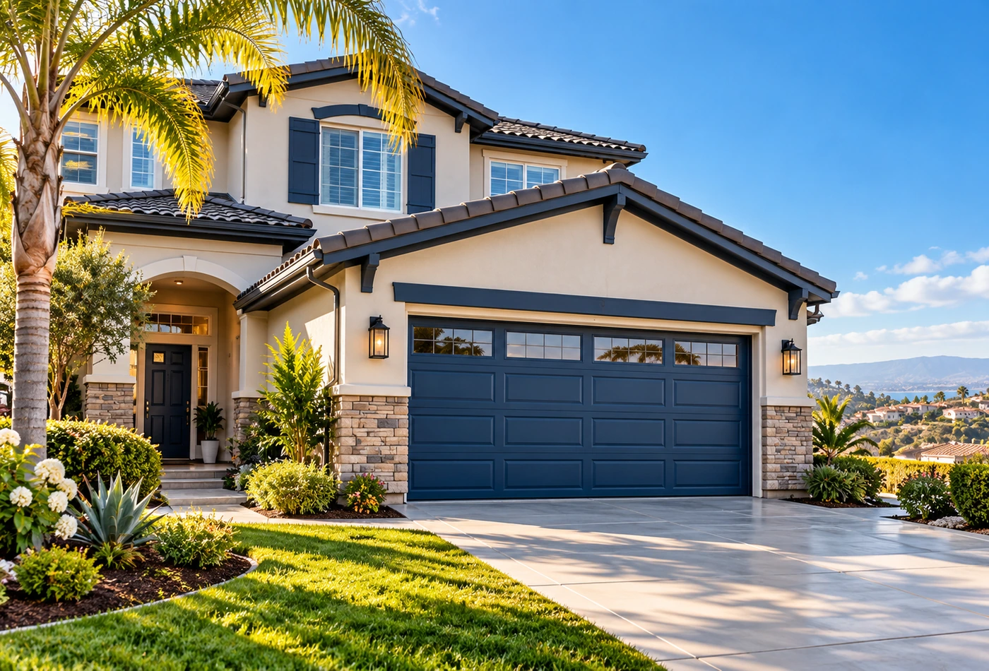 Illustrated Chula Vista Home And Modern Garage Door